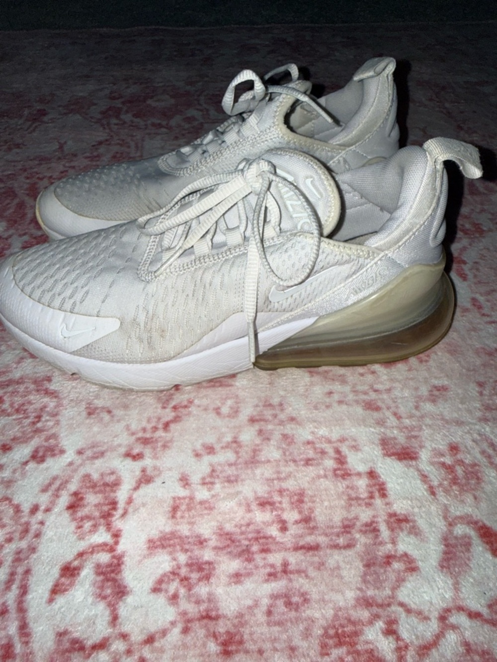 Nike White Air Max 270 Sneakers with Translucent Beige Air Unit